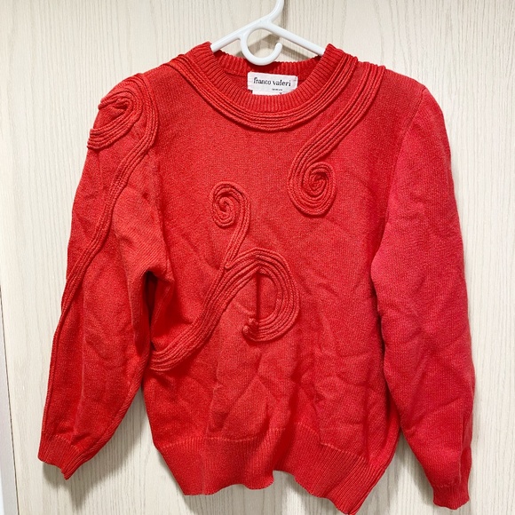 Vintage Franco Valerie Size S Women’s Red Cotton Pullover Sweater - Picture 1 of 11